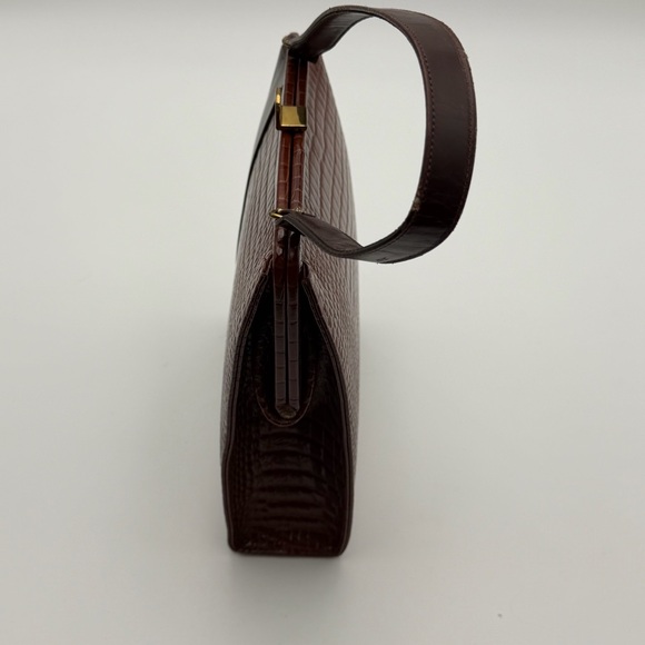 Vintage Lennox Bags Faux Crocodile Print Clasp Handbag 1950s 1960s - Picture 6 of 16